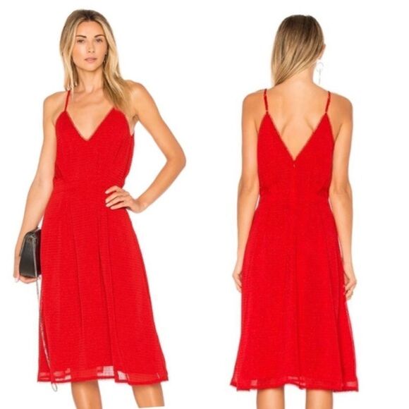 House of Harlow 1960 x Revolve Swiss Dot Ines Midi Red Dress Tank Size XS - Picture 1 of 11